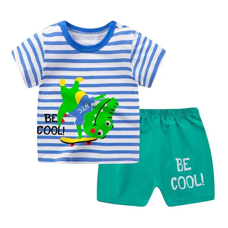 Summer Baby Kids Short Sleeves+Shorts Baby Boy Fashion Clothing Sets Baby Girl Lovely Clothing Outfits