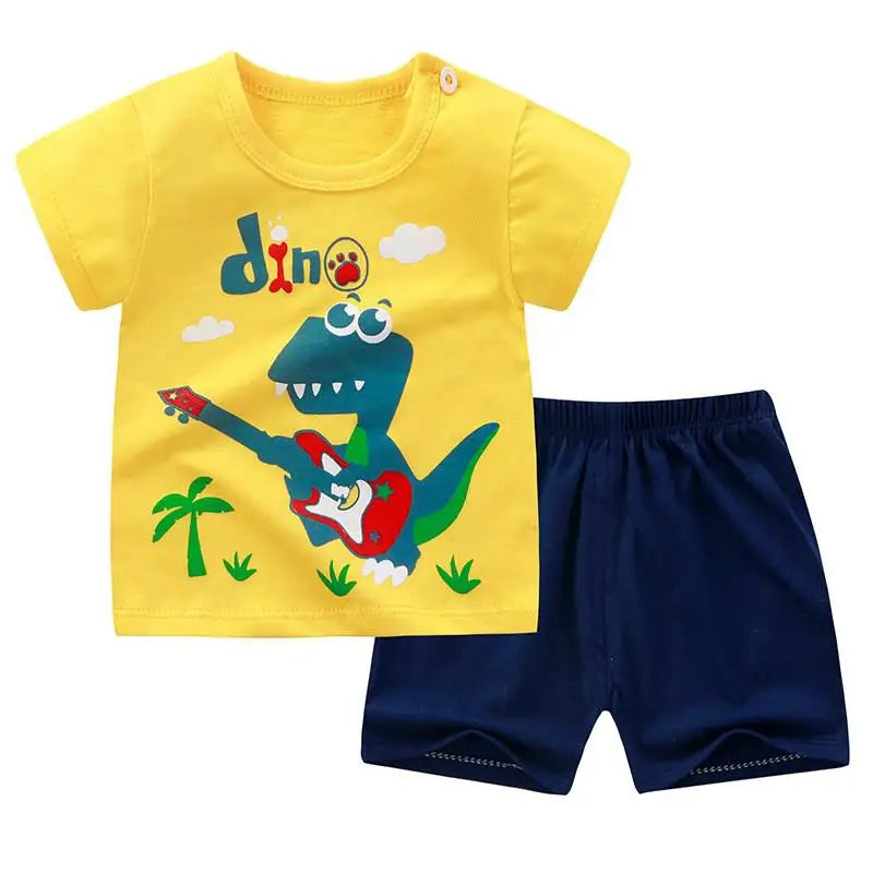 Summer Baby Kids Short Sleeves+Shorts Baby Boy Fashion Clothing Sets Baby Girl Lovely Clothing Outfits