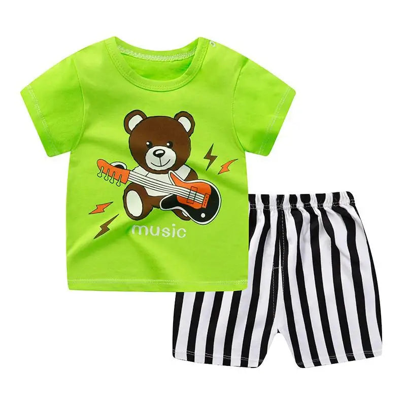 Summer Baby Kids Short Sleeves+Shorts Baby Boy Fashion Clothing Sets Baby Girl Lovely Clothing Outfits