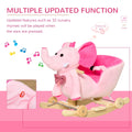 2 In 1 Plush Baby Ride on Rocking Horse Elephant Rocker with Wheels Wooden Toy for Kids 32 Songs (Pink)
