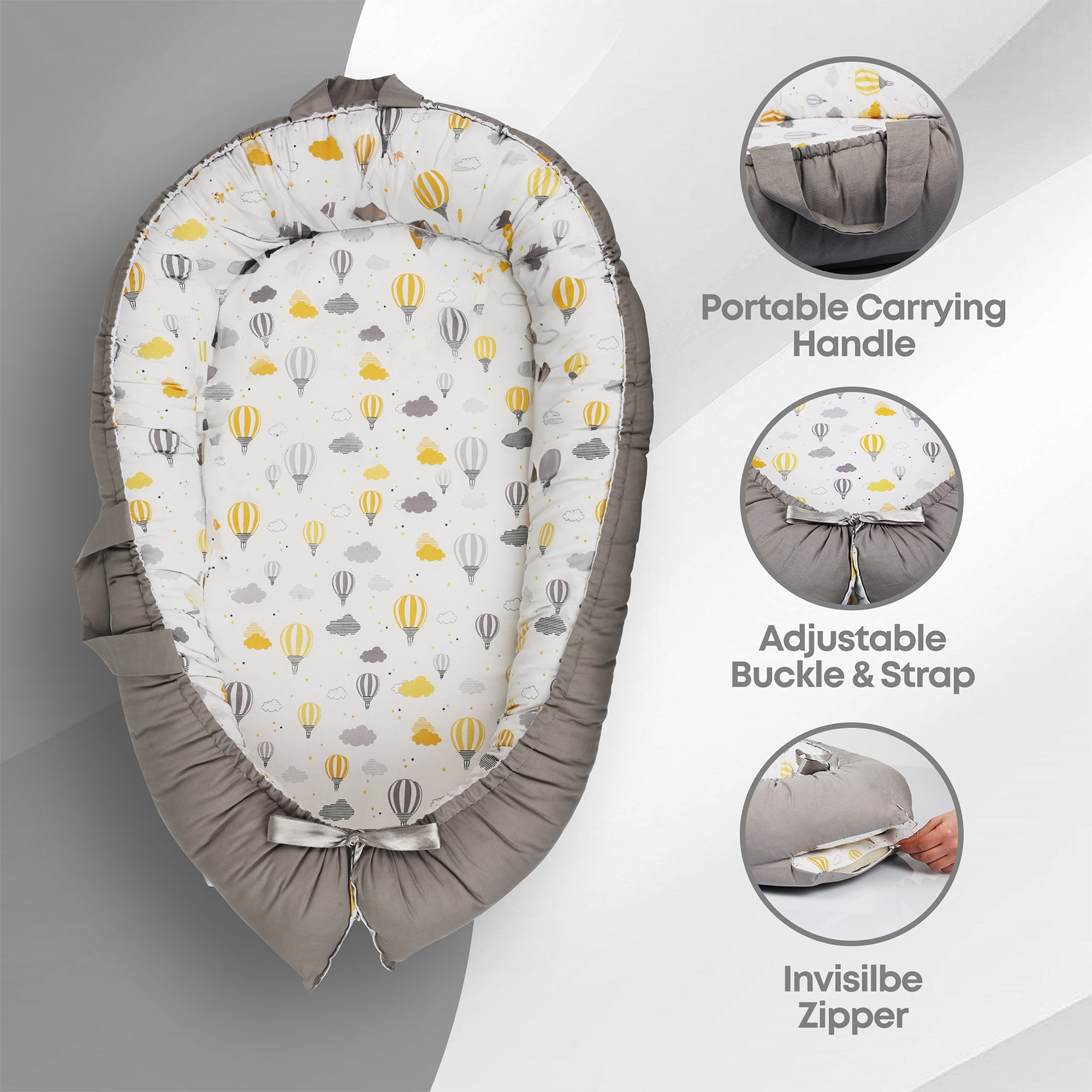 Baby Nest Lounger – Portable Co-Sleeper for Newborns | Breathable, Washable, Travel-Friendly Baby Pod