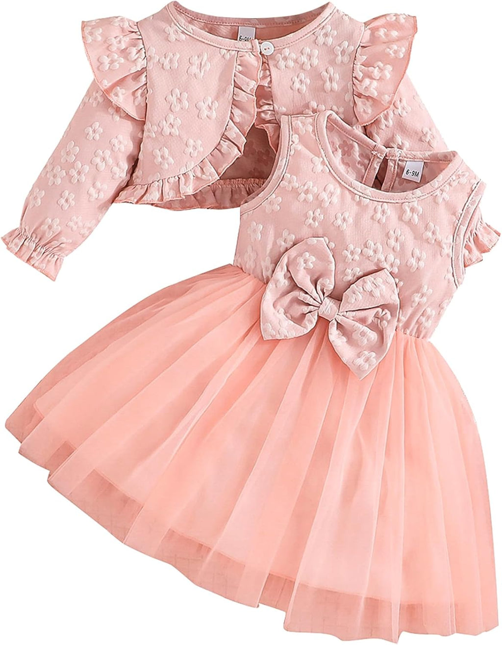 Toddler Lace Dress and Cardigan 2PCS Little Girls Floral Cardigan Tulle Skirt Set Spring Summer Fall Dresses Outfits