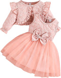 Toddler Lace Dress and Cardigan 2PCS Little Girls Floral Cardigan Tulle Skirt Set Spring Summer Fall Dresses Outfits