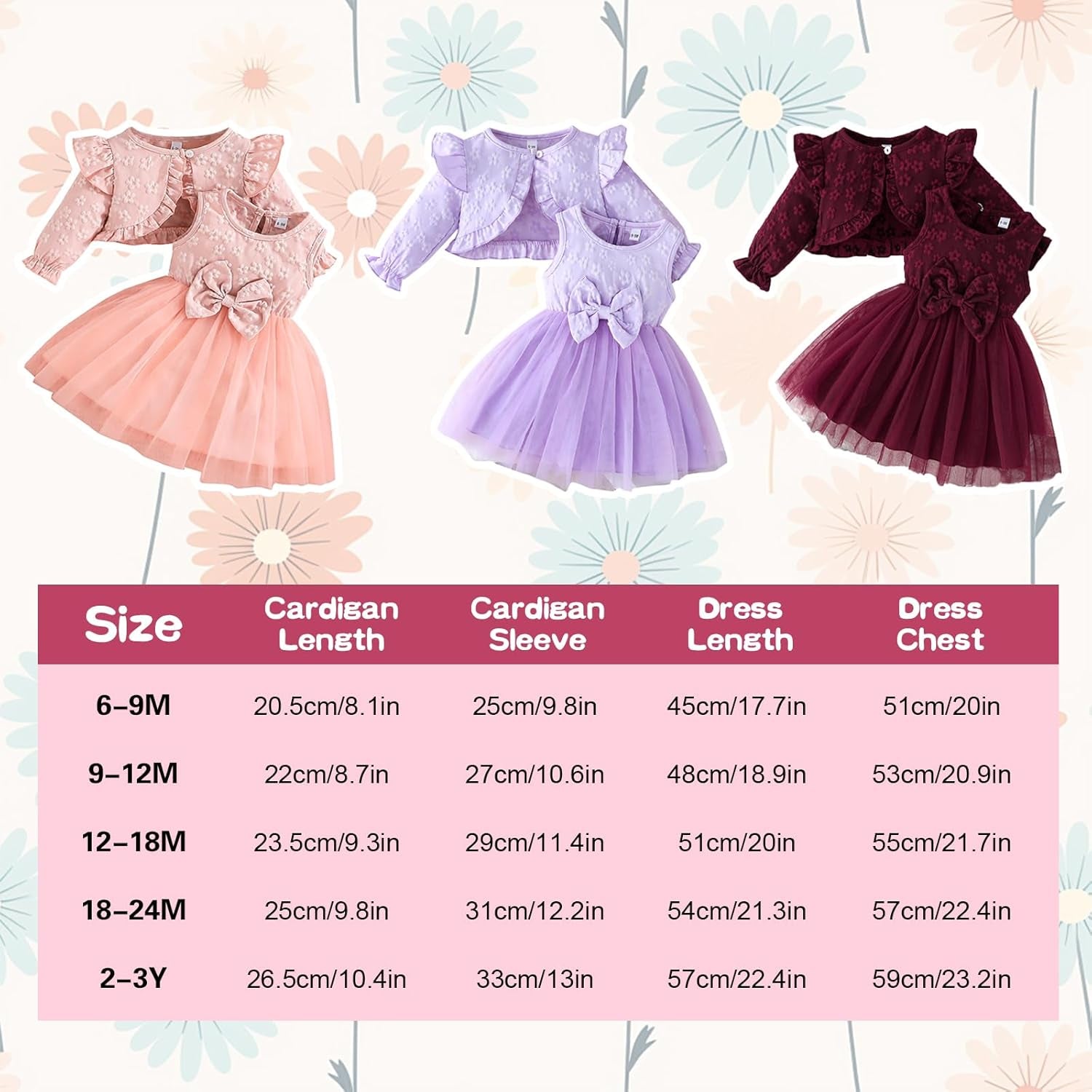 Toddler Lace Dress and Cardigan 2PCS Little Girls Floral Cardigan Tulle Skirt Set Spring Summer Fall Dresses Outfits