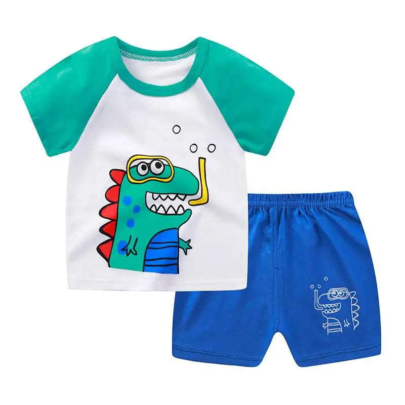 Summer Baby Kids Short Sleeves+Shorts Baby Boy Fashion Clothing Sets Baby Girl Lovely Clothing Outfits