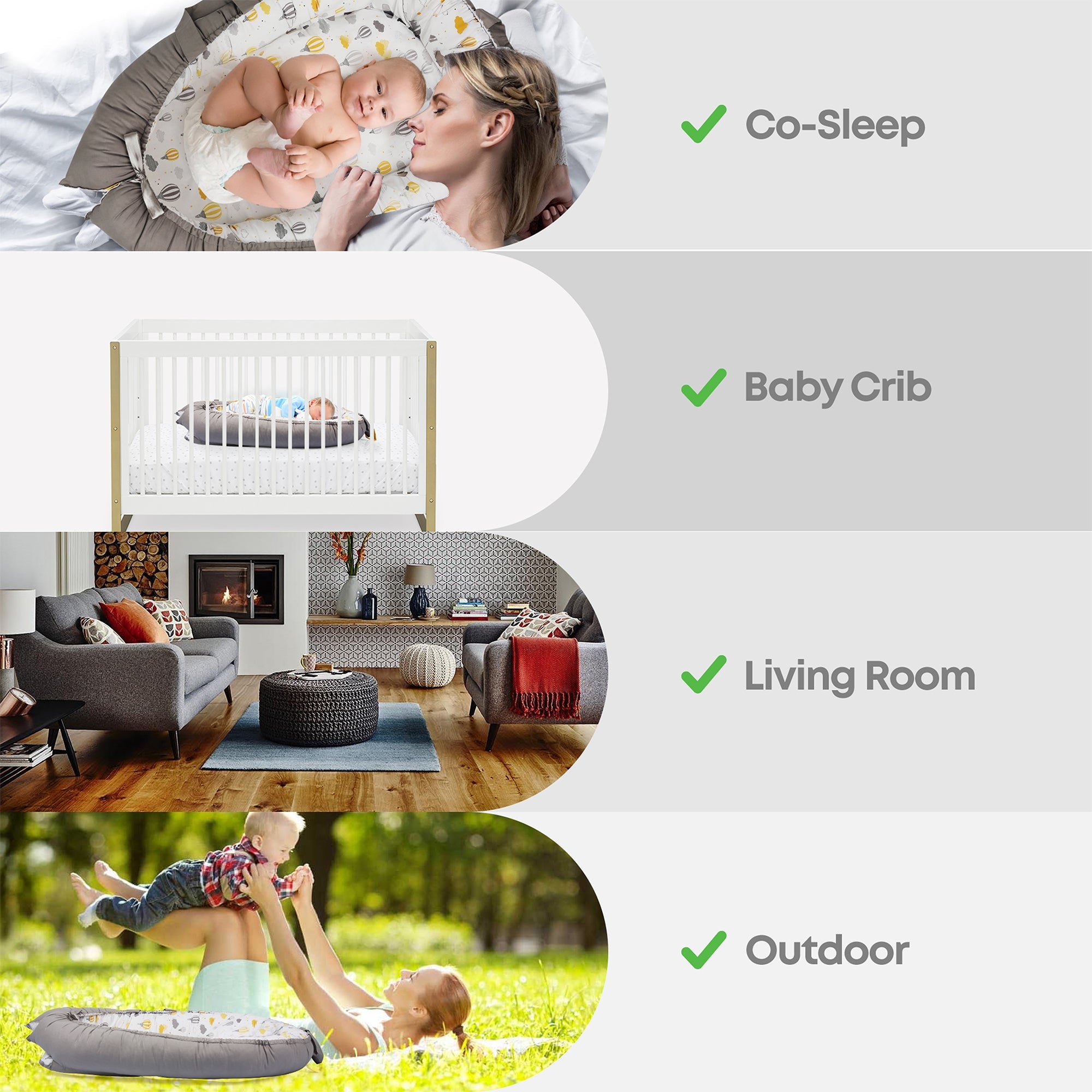 Baby Nest Lounger – Portable Co-Sleeper for Newborns | Breathable, Washable, Travel-Friendly Baby Pod