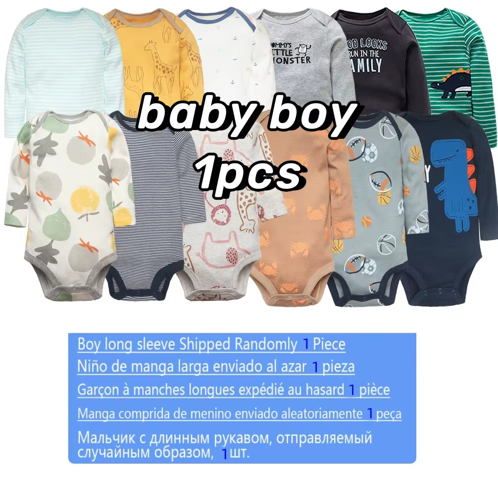 1-3Pieces New Fashion Newborn 100% Cotton Baby Boy Girl Bodysuit Long Sleeve Soft Infant Onesies Baby Shower Gifts Jumpsuits