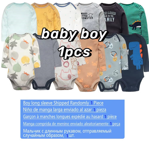 1-3Pieces New Fashion Newborn 100% Cotton Baby Boy Girl Bodysuit Long Sleeve Soft Infant Onesies Baby Shower Gifts Jumpsuits