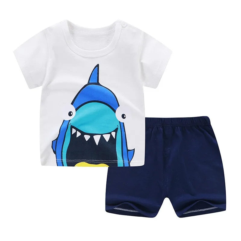Summer Baby Kids Short Sleeves+Shorts Baby Boy Fashion Clothing Sets Baby Girl Lovely Clothing Outfits