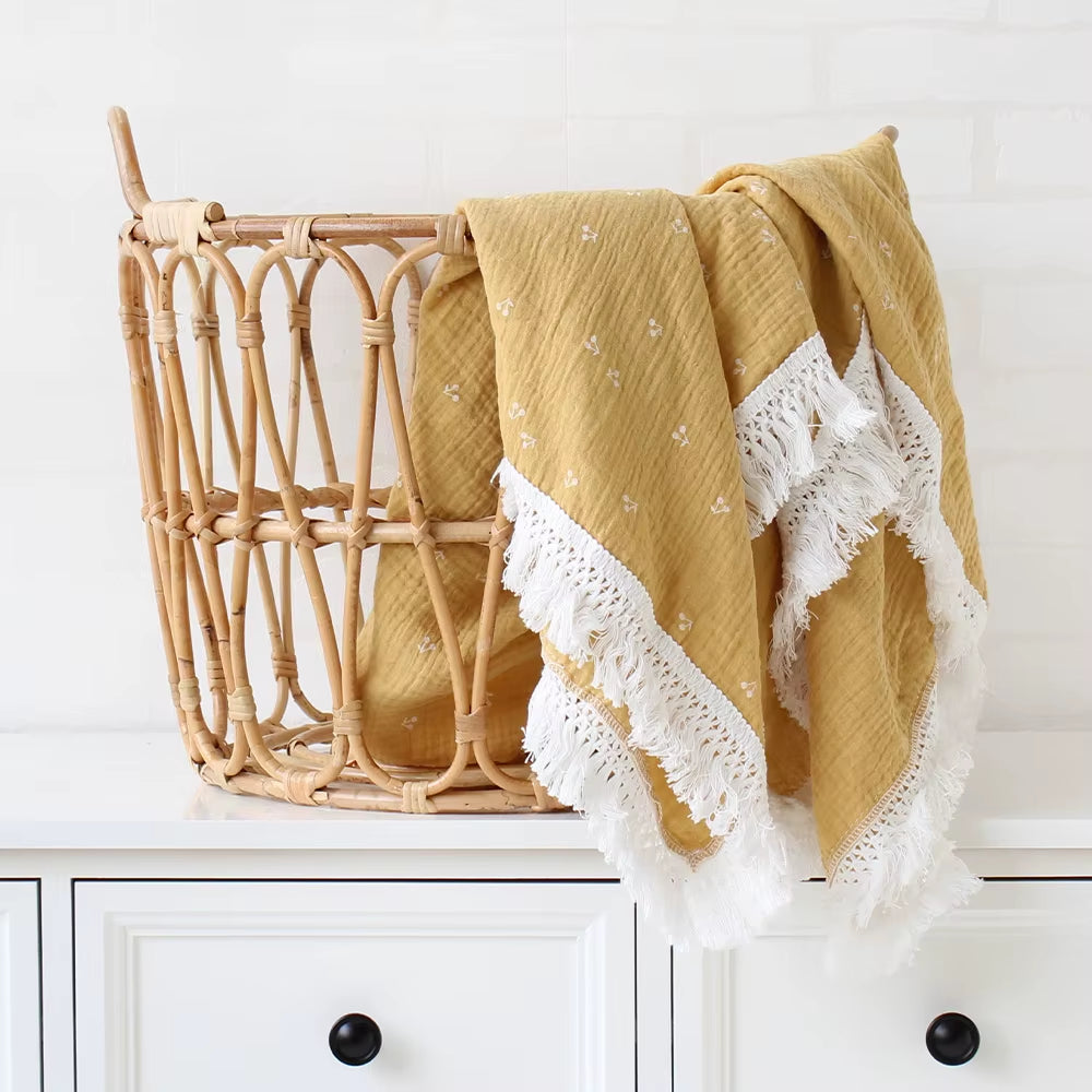 100% Cotton Baby Blankets Newborn for Boys Girls Muslin Swaddle Blankets Flower Print Bedding Quilt Swaddle