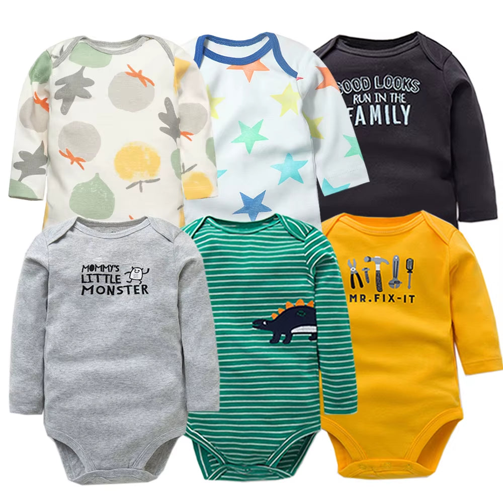 1-3Pieces New Fashion Newborn 100% Cotton Baby Boy Girl Bodysuit Long Sleeve Soft Infant Onesies Baby Shower Gifts Jumpsuits