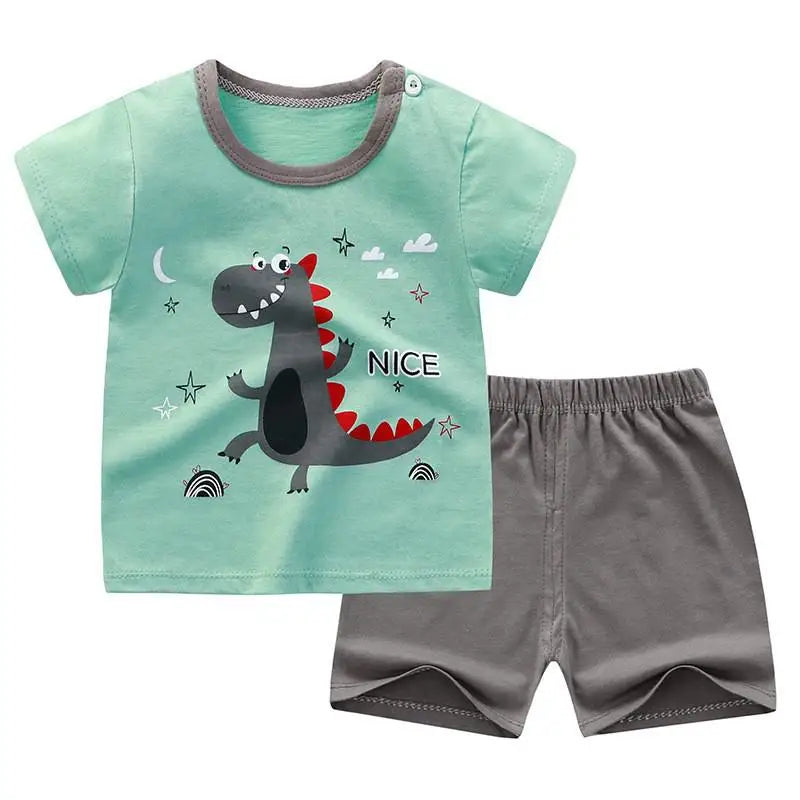 Summer Baby Kids Short Sleeves+Shorts Baby Boy Fashion Clothing Sets Baby Girl Lovely Clothing Outfits